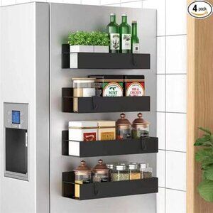 Metal Magnetic Spice Storage Rack Organizer for Refrigerator and Oven 4 Pack